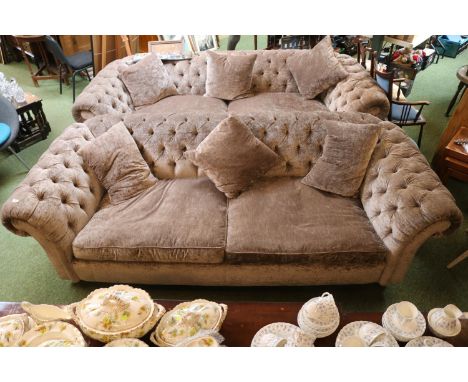 Very Large Velour Chesterfield button back sofa 275cm in Length 