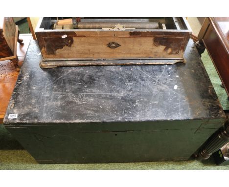 Large Pine Black Painted Blanket box /Travel Trunk 