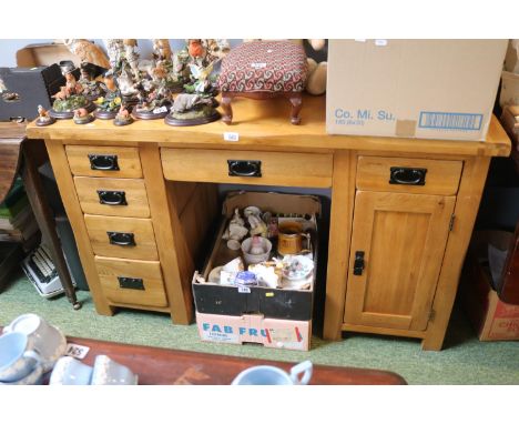 Light Oak Modern dressing table/desk with metal drop handles 