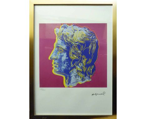 ANDY WARHOL 'Sculpture Head', lithograph print, on Arches paper, with printed signature and numbered 55/100, with Leo Castell