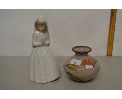 A Nao model of a girl together with a Denby vase (2)