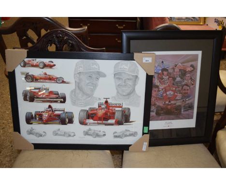 Two coloured prints, Stephen Doig F1 Greats and Stuart McIntyre Tribute to Ferrari (2)