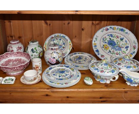 A COLLECTION OF MASON'S CERAMICS to include a quantity of 'Regency' dinner wares comprising two lidded tureens (crazed), a me