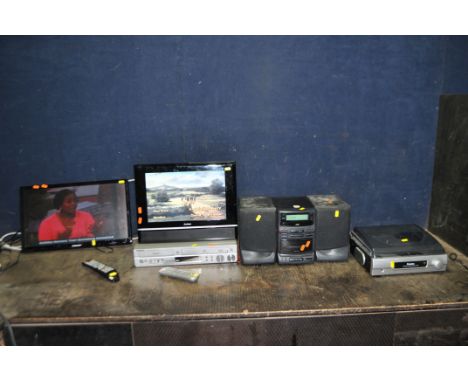 A COLLECTION OF AUDIO VISUAL EQUIPMENT, comprising a Samsung UE22D5003 22in TV with remote, a Goodmans 15in TV (both have no 