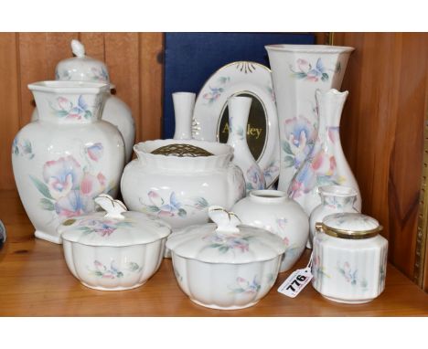 A COLLECTION OF AYNSLEY 'LITTLE SWEETHEART' GIFTWARE to include two lidded pots with butterfly finials a pot with a hinged li