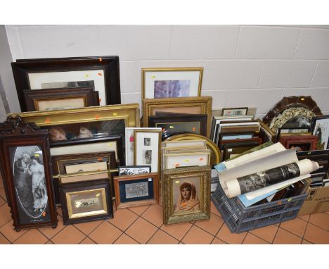 A QUANTITY OF ASSORTED PRINTS ETC, to include an original Pears print 'Playmates' - some damage, oak framed prints by Ernest 