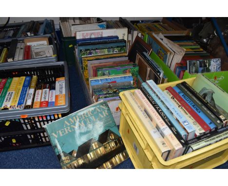 EIGHT BOXES OF BOOKS, a quantity in hardback and paperback formats, subjects to include history, fishing, antiques and collec