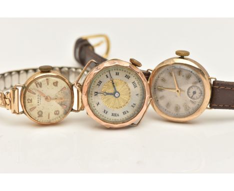 THREE LADIES WRISTWATCHES, to include a yellow metal 'Pesag' manual wind wristwatch with rolled gold stretch link bracelet, s