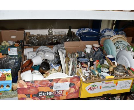 SIX BOXES AND LOOSE ASSORTED CERAMICS AND GLASSWARE to include a group of 'Fleur de Lune' tea wares, a group of vintage Adam'