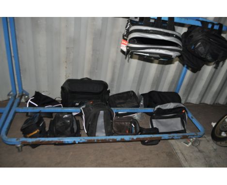 A SELECTION OF MOSTLY OXFORD SOFT MOTORCYCLE LUGGAGE including two sets of paniers, five tank bags, hand guards  etc