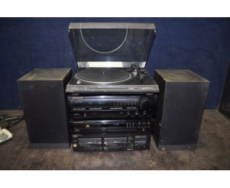 A MARANTZ, TECHNICS AND CASTLE COMPONENT HI FI, comprising a SR53 receiver amplifier, a CD53 CD player, a SD275 dual cassette