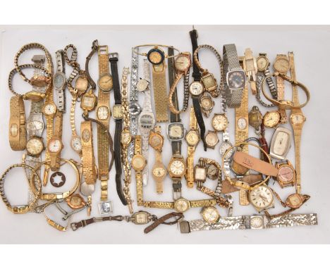 A LARGE ASSORTMENT OF LADIES WATCHES, to include wristwatches and watch heads, names to include Ingersoll, Ventora, Seiko, Se