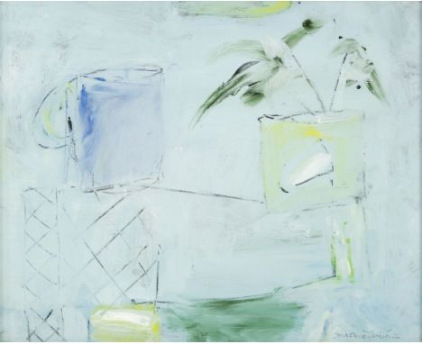 *Padraig MacMiadhachain (1929-2017)'FLOWERS IN YELLOW MUG'Signed l.r., also signed and inscribed verso, mixed media on board2