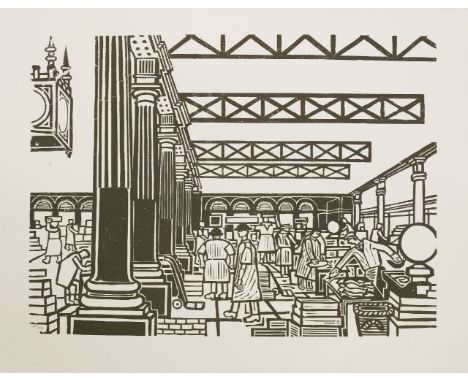 *After Edward Bawden RA (1903-1989)BILLINGSGATE FISH MARKETLithograph, 2009, numbered 34/225 in pencil, the key plate from 19