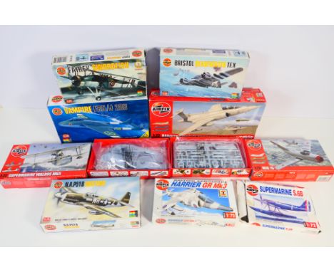 Airfix - Nine boxed 1:72 scale plastic military aircraft model kits from Airfix. Lot includes Airfix #AO4049 Hawker Siddeley 