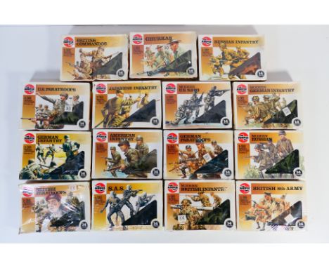 Airfix - A battalion of 15 boxed Airfix Series 2, 1:32 scale plastic soldiers. Lot includes Airfix #51578 SAS; #51571 Ghurkas