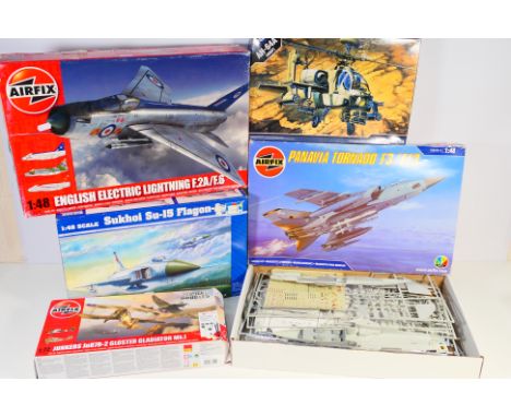 AIRFIX - TRUMPETER - ACADEMY - a collection of 5 boxed model aircraft and helicopter kits comprising: Airfix 1:48 scale Engli