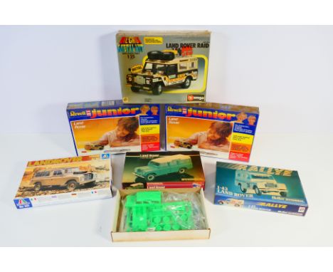 Bburago - Revell - Italeri - Humbrol - Six boxed plastic and diecast Land Rover model kits in various scales. Lot includes It