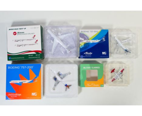 NG MODELS - AERO CLASSICS - JC WINGS - 4 x boxed aircraft in 1:400 scale, comprising a Boeing 737-900 in Alaska Airlines live