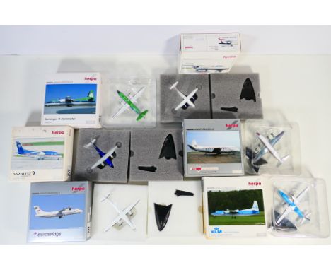 Herpa - 6 x boxed aircraft models in 1:200 scale including Fokker 50 in Aer Lingus livery # 553544, Vickers Viscount in BEA l