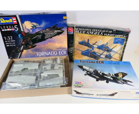 Revell - Hobby Boss - AMT - Three boxed 1:48 & 1:72 scale plastic military aircraft model kits. Lot consists of Hobby Boss #8