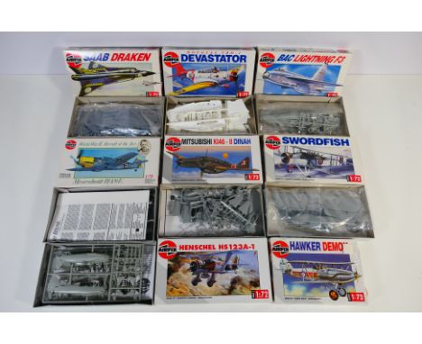 Airfix - Eight boxed 1990's plastic model aircraft kits in 1:72 scale from Airfix. Lot includes Airfix #02080 BAC Lightning F