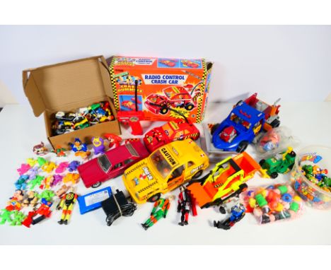 Tyco - Playmobil - A collection of Tyco Crash Dummies items including cars and figures, a group of vintage Playmobil figures,