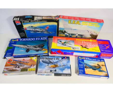 AMT / Ertl - Esci - Airfix - Dumas Aircraft - Others - Seven boxed plastic and balsa model aircraft kits.  Esci #9094 1:72 EF