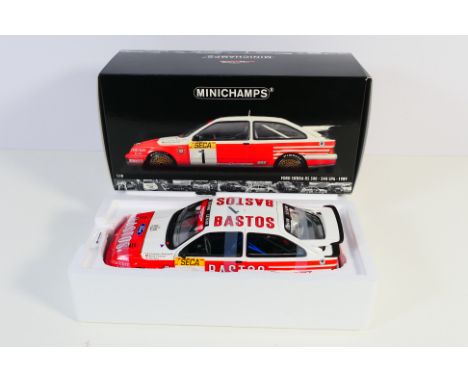 Minichamps - A boxed 1:18 scale Ford Sierra RS 500 Cosworth 1989 Spa 24 Hours # 898001. The model in classic Bastos livery ap