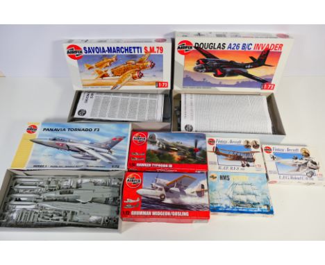 Airfix - A group of eight boxed plastic model kits majority in 1:72 scale from Airfix. Lot includes Airfix #04007 Savoia Marc