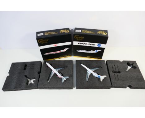 Gemini 200 models - 2 x 1:200 scale aircraft models comprising Boeing 727-100 in Pan Am livery #G2PAA213 and Boeing 727-200 i