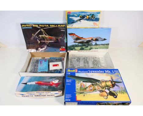 Hasegawa - Miniart - Revell - PM Models - Five boxed plastic military aircraft model kits in various scales. Lot includes Min