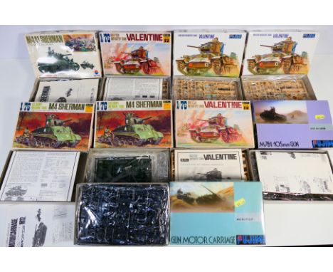 Fujimi - Nitto - Nine boxed 1:76 scale plastic military vehicle model kits predominately from Fujimi. Lot includes Fujimi #WA