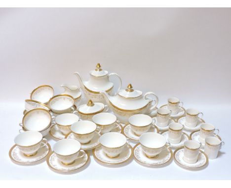 A Royal Doulton Belmont tea and coffee service, together with eight soup cups in the same pattern