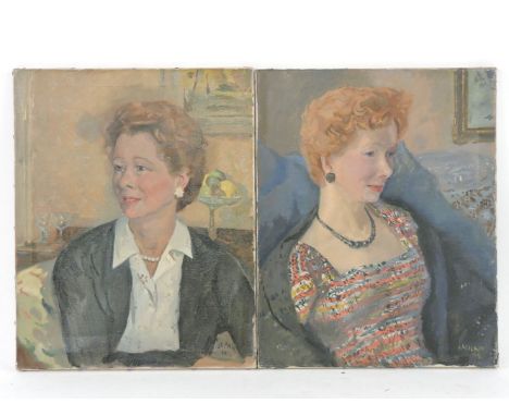 David Ghilchik ‘PORTRAIT STUDY ONE’;‘PORTRAIT STUDY TWO’A pair, signed, oil on canvas50.5 x 41cm