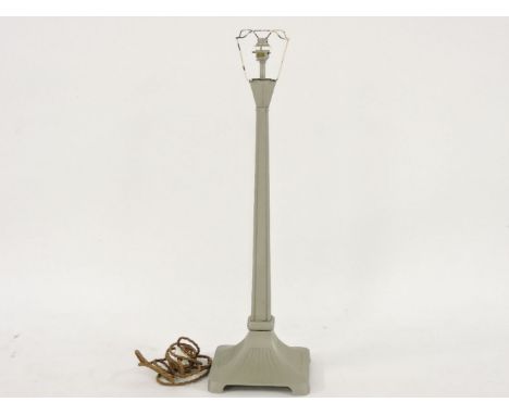 An Art Deco lamp base, on square spreading base, 83cm tall, and a carboy type lamp base