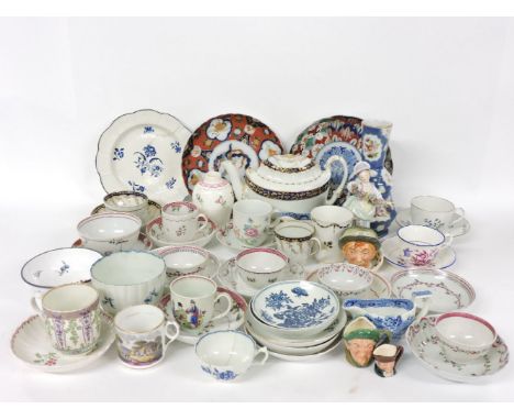 A collection of 18th century and later ceramics, to include a Delft blue and white plate, painted with landscape scene, a Wor