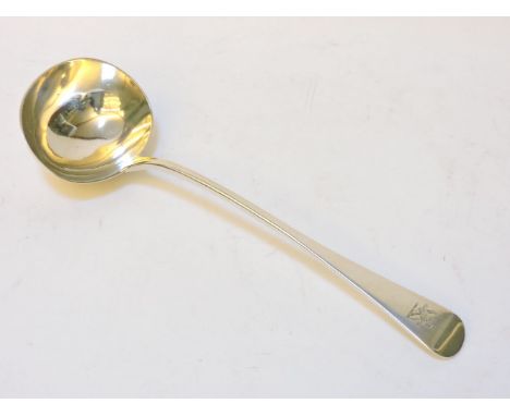A heavy Victorian silver ladle