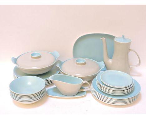 A Poole pottery dinner service, for six people, and a coffee pot and lid