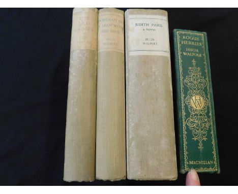 HUGH WALPOLE: 4 Titles: THE OLD LADIES, London, McMillan, 1924 (250), first edition, large paper signed, original cloth back 