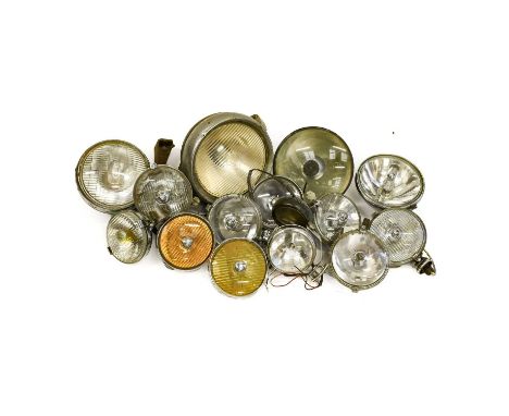 Fifteen Assorted Chromed Metal Bar Lamps, including CAV, Lucas and Simms