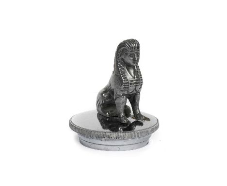 Armstrong Siddeley: A 1920's/30's Nickel Radiator Mascot, in the form of a sphinx, mounted on a chromed radiator cap, 8cm hig