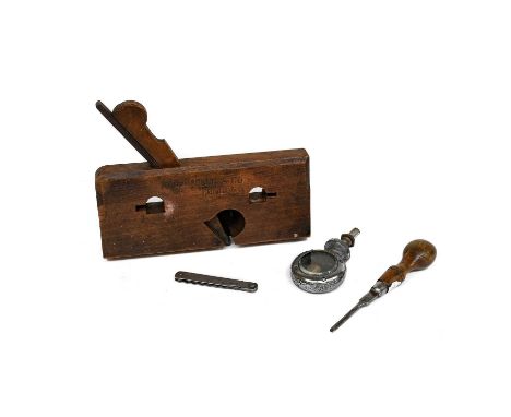 Barker &amp; Co, London: The Wooden Builders Moulding Plane, numbered 09, Rolls-Royce: A Set of Folding Gauges stamped Moore 