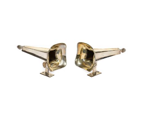 A Pair of Vintage Silver Car Flower Vases, Birmingham, of moulded tapering form and mounted on pivoting brackets, 15cm high