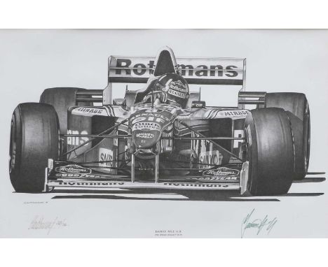After Allan StammersDamon Hill GB 1996 William Renault FW18A limited edition print, signed and numbered 343/750, signed by Da