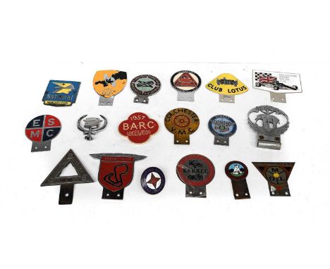 Nineteen Assorted Car Members' Badges, to include Jowett, The Camping Club, Truro and District, N.H.C.P.A., Lotus, National A