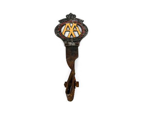 Hong Kong: An AA/Royal Automobile Associate Membership Badge, mounted on a bracket , 13cm high