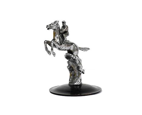 A Chromed Car Mascot, in the form of a horse and jockey, manufactured by Agustine &amp; Emile Lejeune for Desmo, circa 1930's