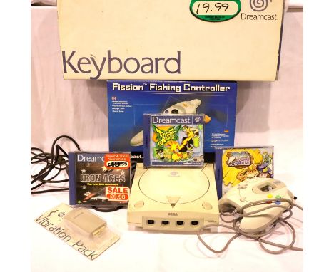 Sega Dreamcast with controller and keyboard, boxed (no games included). P&amp;P Group 3 (£25+VAT for the first lot and £5+VAT