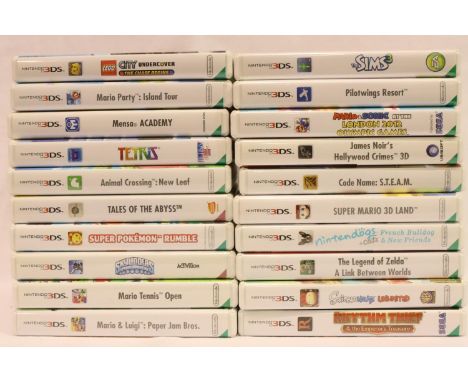 Twenty assorted Nintendo 3DS games, all cartridges present. All cartridges present, Skylanders missing book/manual. P&amp;P G